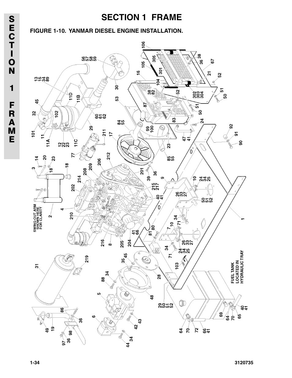 Figure 1-10. yanmar diesel engine installation, Yanmar diesel engine installation | JLG 45ic ANSI Parts Manual User Manual | Page 40 / 158