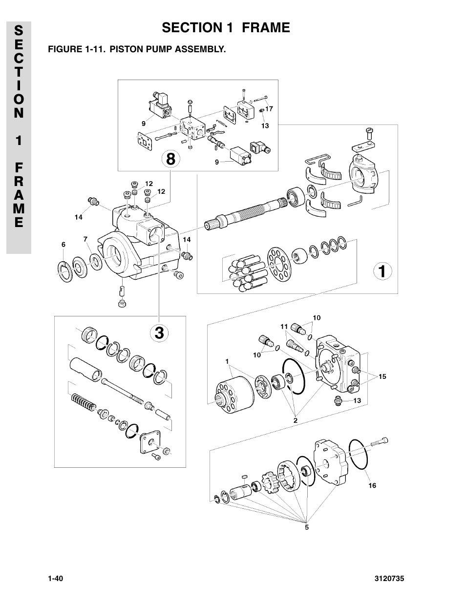 Figure 1-11. piston pump assembly, Piston pump assembly | JLG 45ic ANSI Parts Manual User Manual | Page 46 / 158