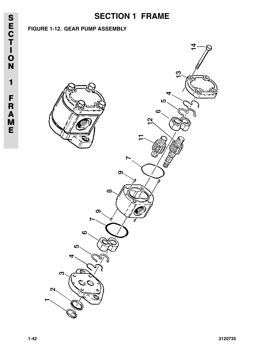 Figure 1-12. gear pump assembly, Gear pump assembly | JLG 45ic ANSI Parts Manual User Manual | Page 48 / 158