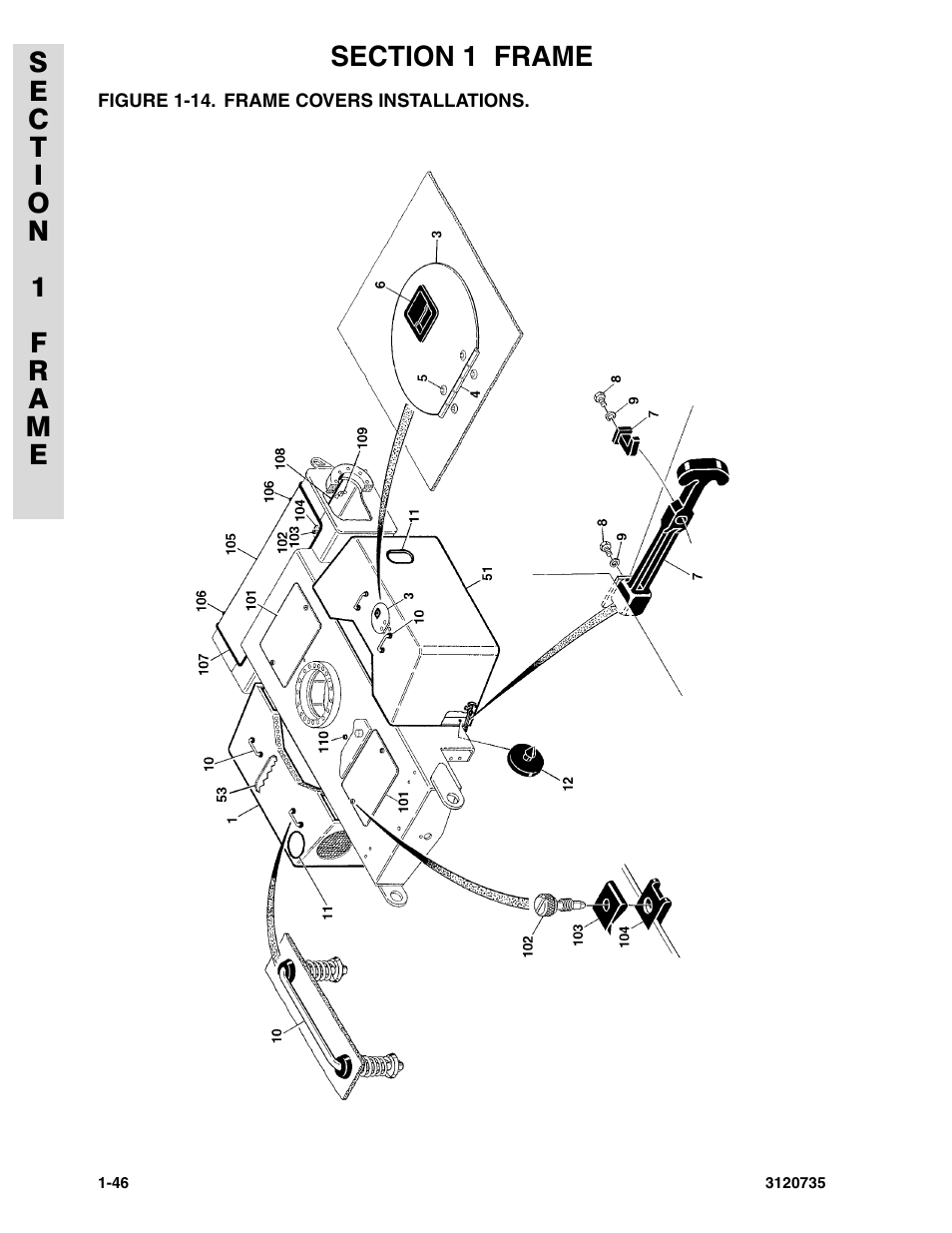 Figure 1-14. frame covers installations, Frame covers installations | JLG 45ic ANSI Parts Manual User Manual | Page 52 / 158