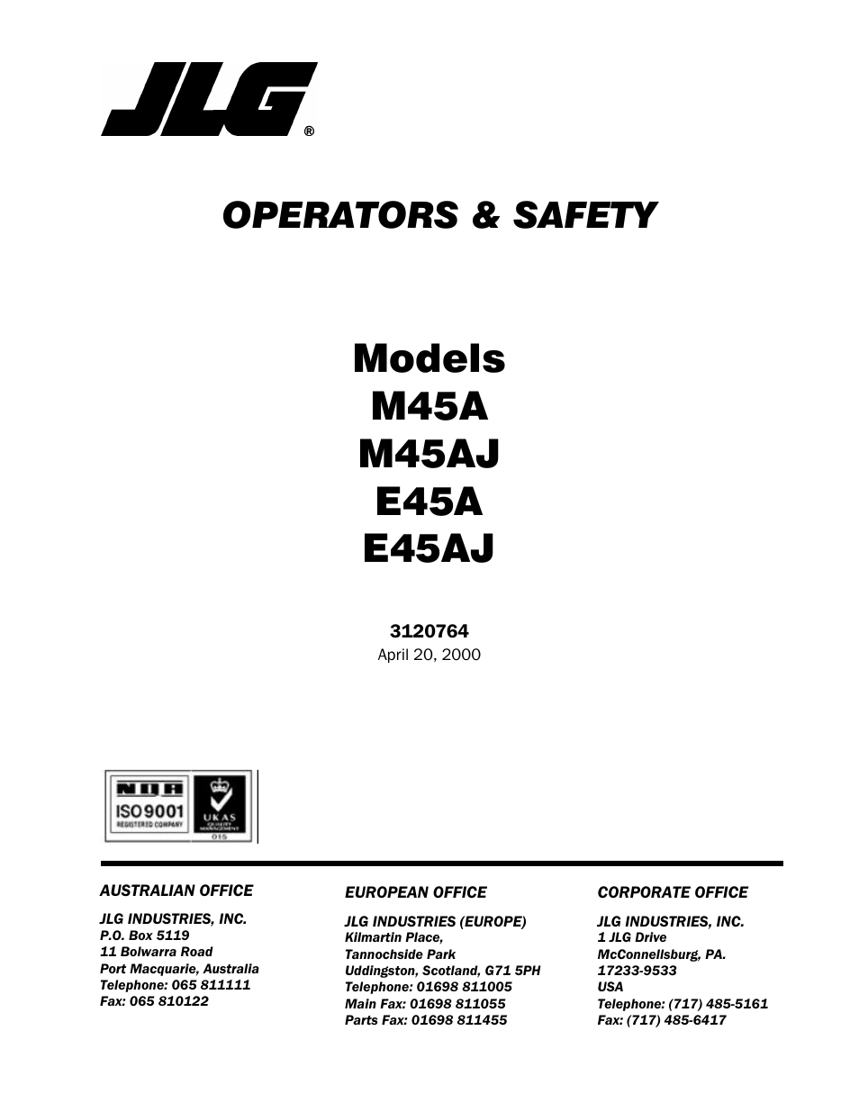 JLG E45A_AJ ANSI Operator Manual User Manual | 60 pages