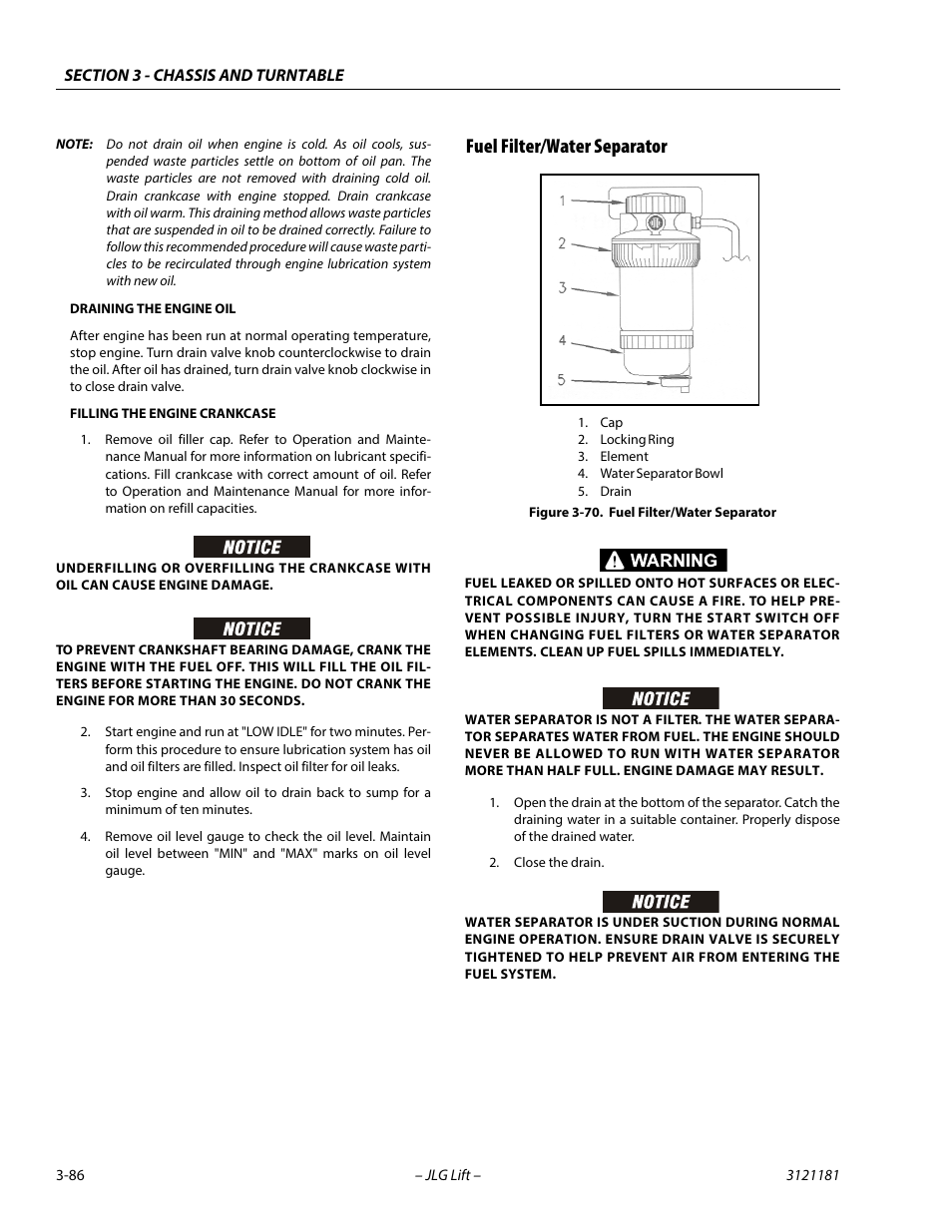 Fuel filter/water separator, Fuel filter/water separator -86 | JLG 510AJ Service Manual User Manual | Page 128 / 402