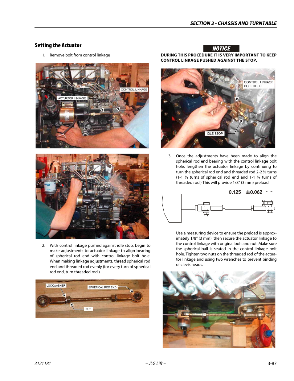 Setting the actuator, Setting the actuator -87 | JLG 510AJ Service Manual User Manual | Page 129 / 402