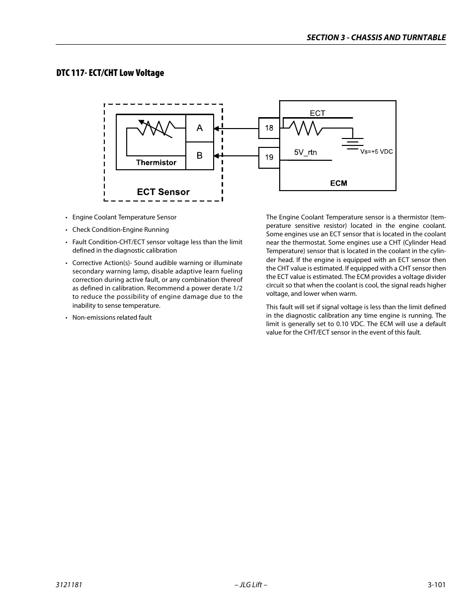 Dtc 117- ect/cht low voltage, Dtc 117- ect/cht low voltage -101 | JLG 510AJ Service Manual User Manual | Page 143 / 402