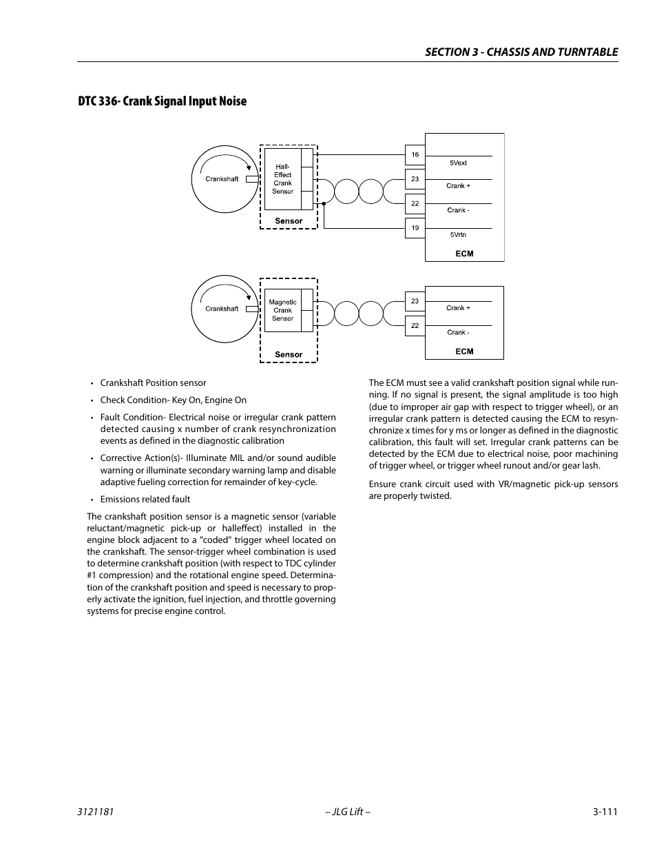 Dtc 336- crank signal input noise, Dtc 336- crank signal input noise -111 | JLG 510AJ Service Manual User Manual | Page 153 / 402