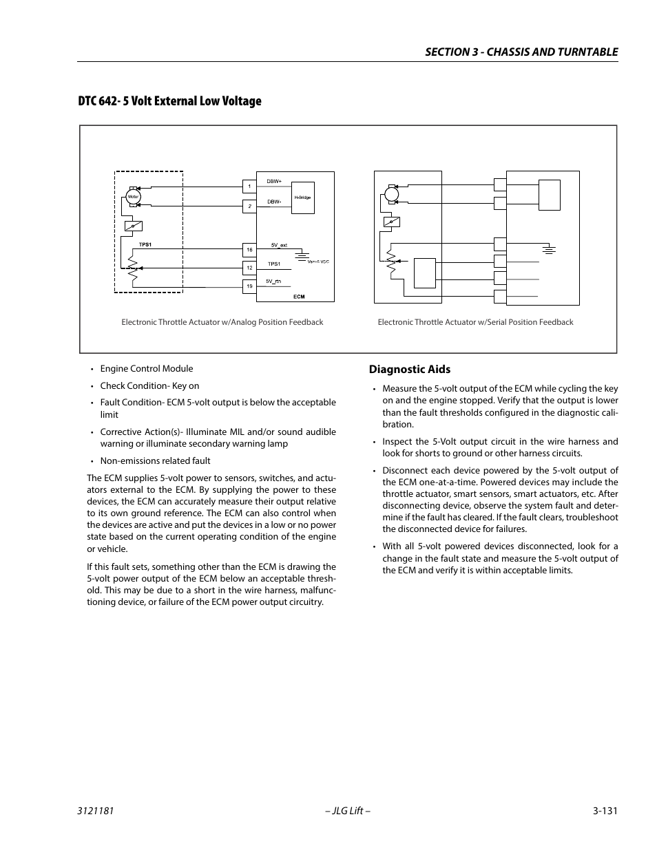 Dtc 642- 5 volt external low voltage, Dtc 642- 5 volt external low voltage -131, Diagnostic aids | JLG 510AJ Service Manual User Manual | Page 173 / 402