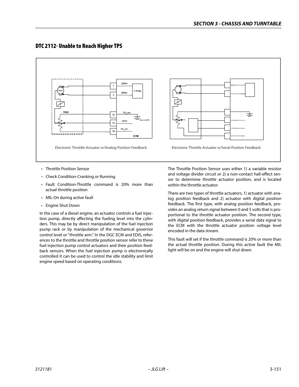 Dtc 2112- unable to reach higher tps, Dtc 2112- unable to reach higher tps -151 | JLG 510AJ Service Manual User Manual | Page 193 / 402