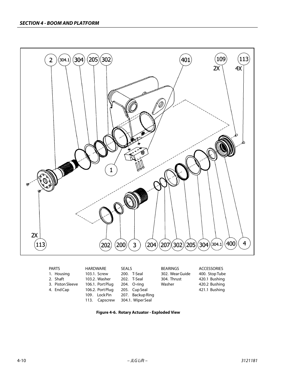 Rotary actuator - exploded view -10 | JLG 510AJ Service Manual User Manual | Page 208 / 402