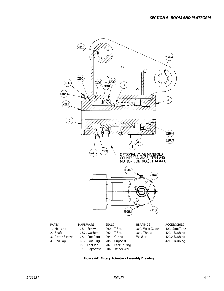 Rotary actuator - assembly drawing -11 | JLG 510AJ Service Manual User Manual | Page 209 / 402