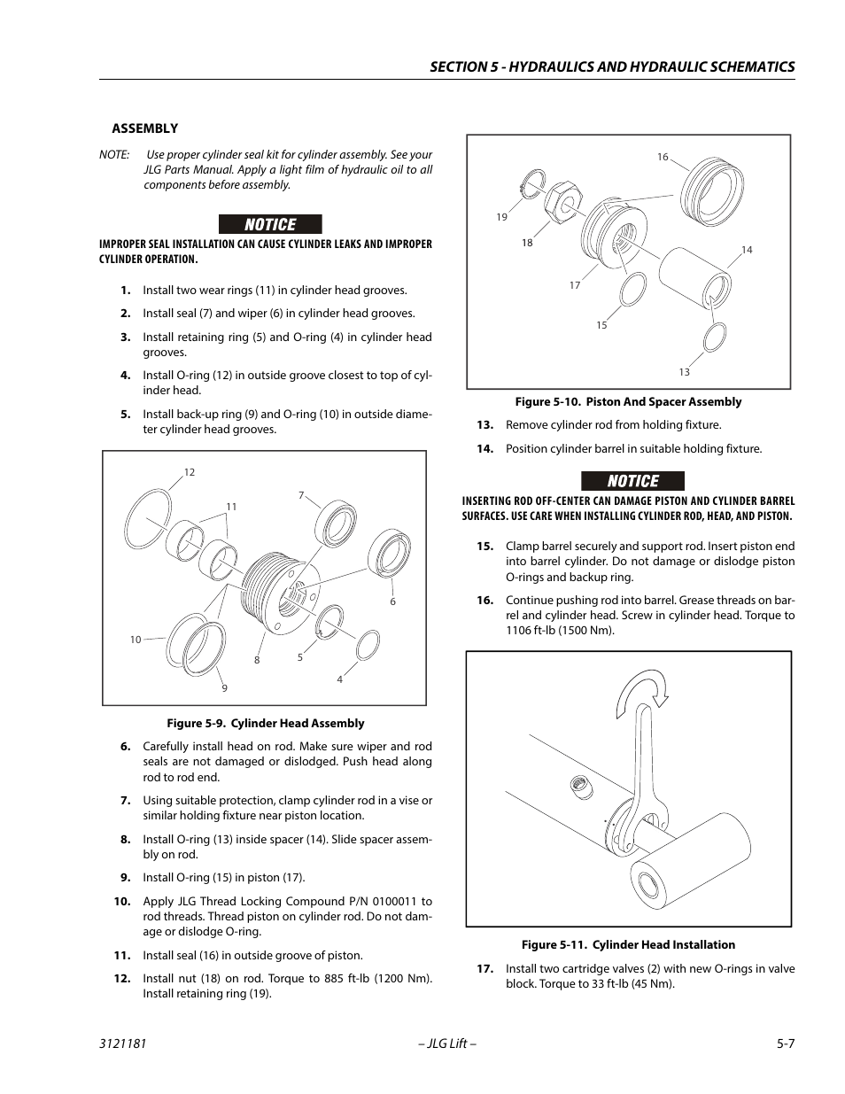 Cylinder head assembly -7, Piston and spacer assembly -7, Cylinder head installation -7 | JLG 510AJ Service Manual User Manual | Page 227 / 402