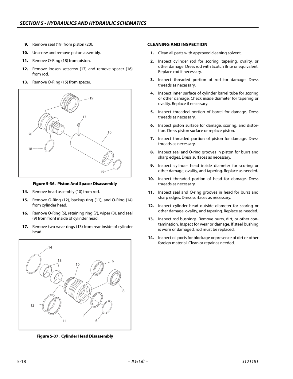 Piston and spacer disassembly -18, Cylinder head disassembly -18 | JLG 510AJ Service Manual User Manual | Page 238 / 402