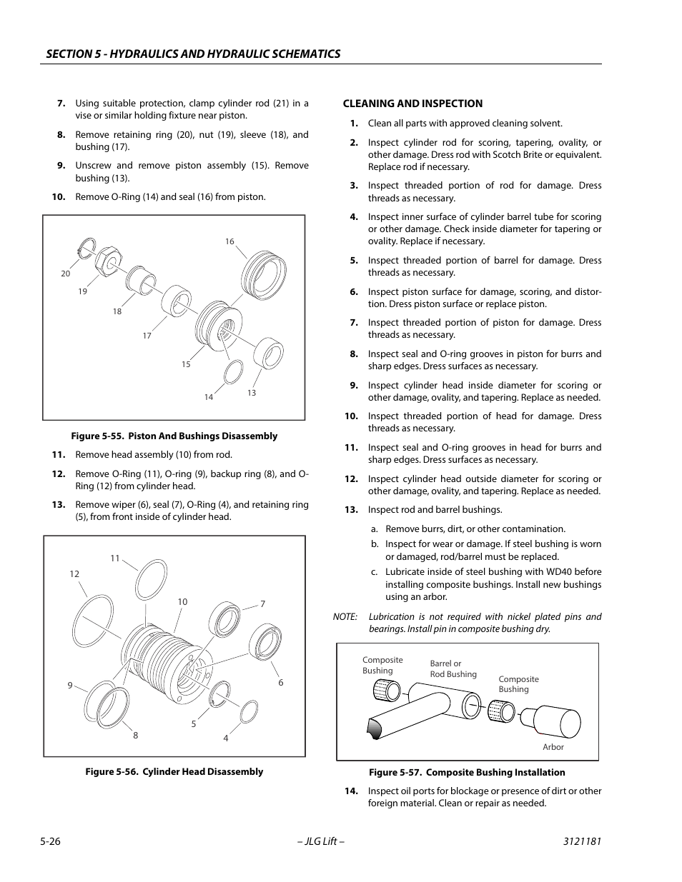 Piston and bushings disassembly -26, Cylinder head disassembly -26, Composite bushing installation -26 | JLG 510AJ Service Manual User Manual | Page 246 / 402