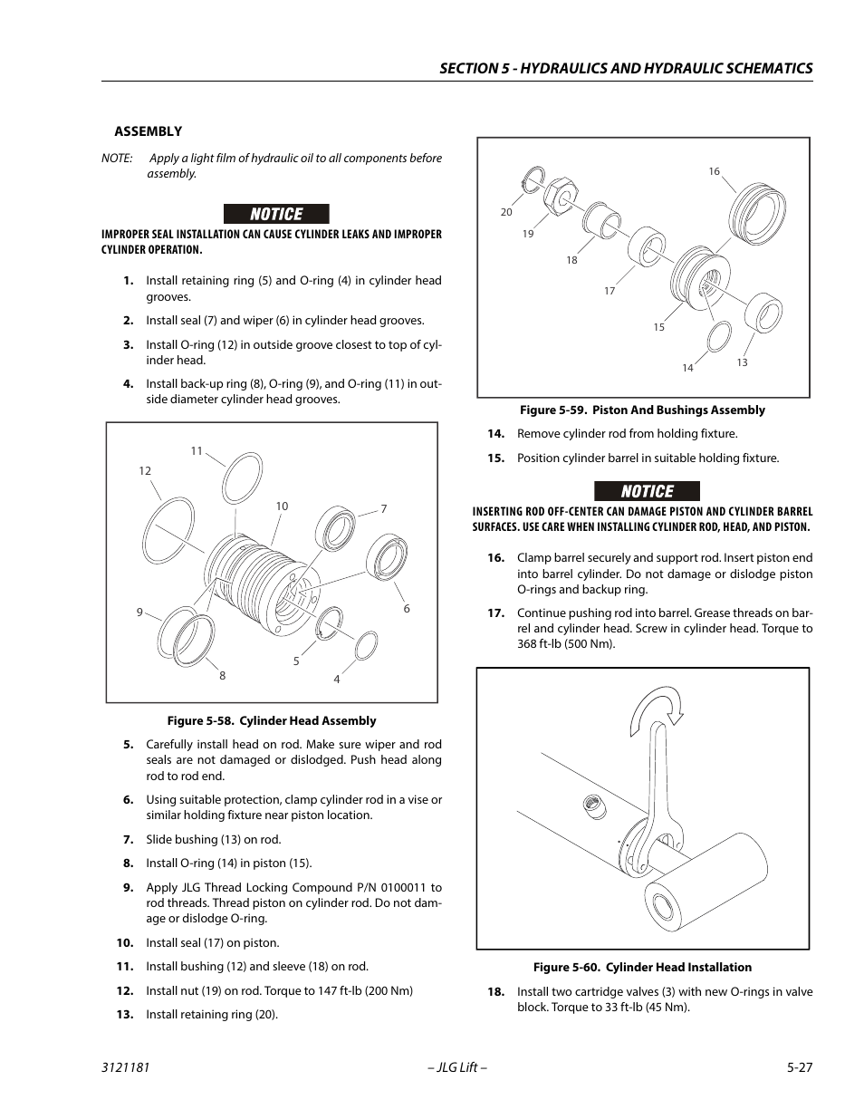 Cylinder head assembly -27, Piston and bushings assembly -27, Cylinder head installation -27 | JLG 510AJ Service Manual User Manual | Page 247 / 402