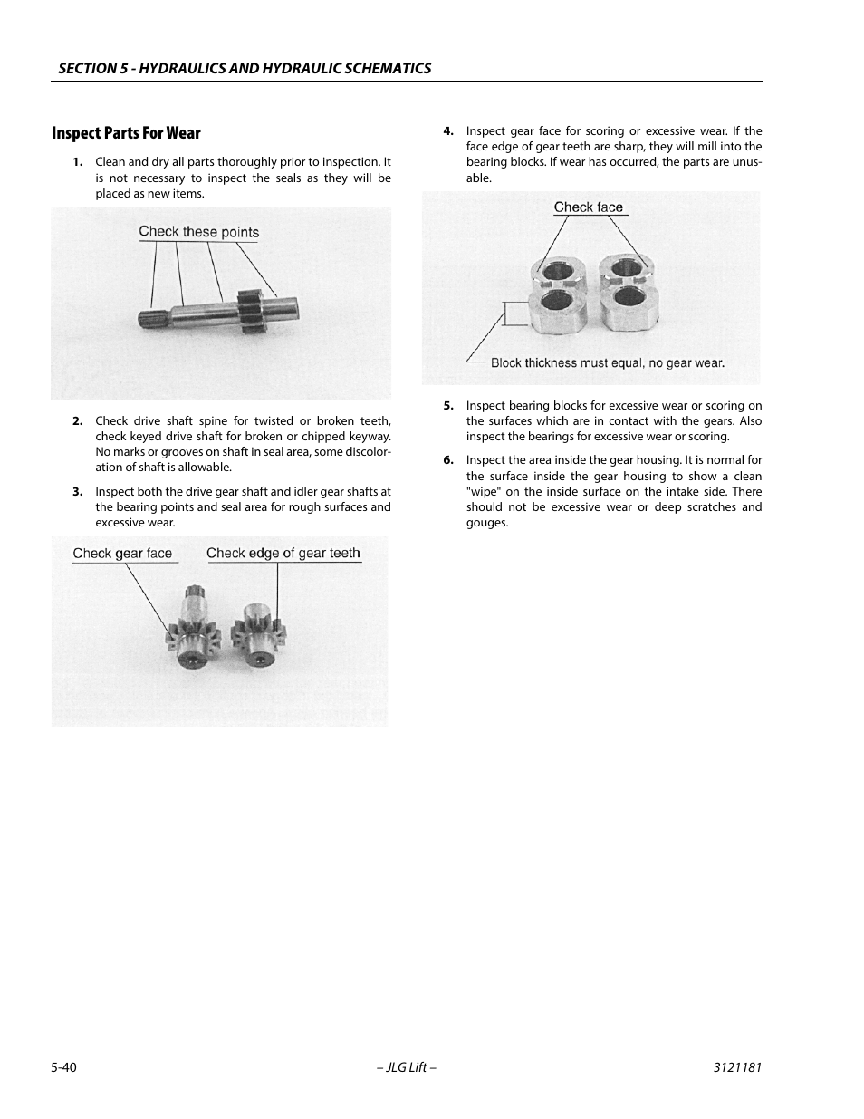 Inspect parts for wear, Inspect parts for wear -40 | JLG 510AJ Service Manual User Manual | Page 260 / 402