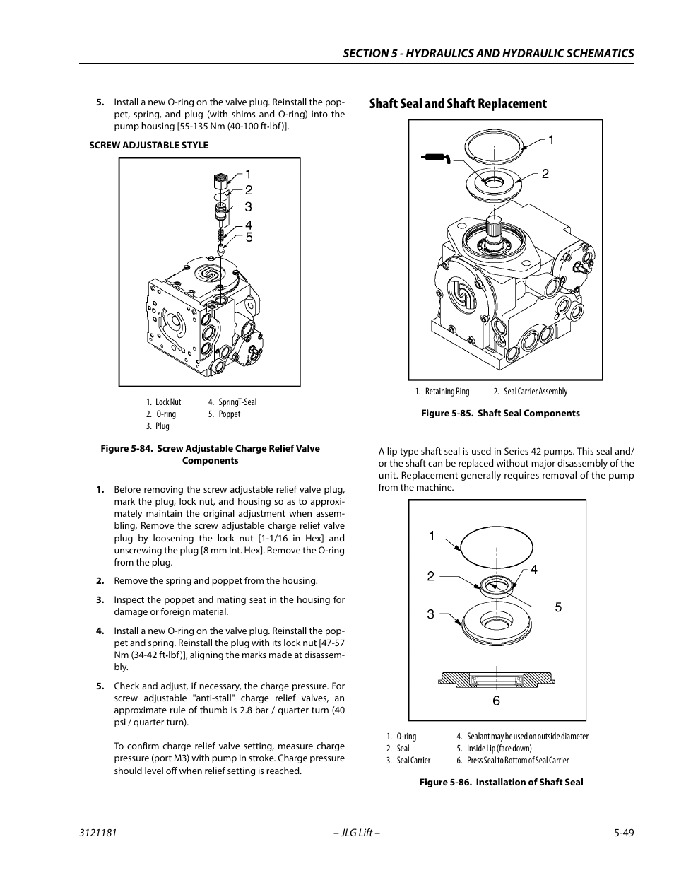 Shaft seal and shaft replacement, Shaft seal and shaft replacement -49, Shaft seal components -49 | Installation of shaft seal -49 | JLG 510AJ Service Manual User Manual | Page 269 / 402