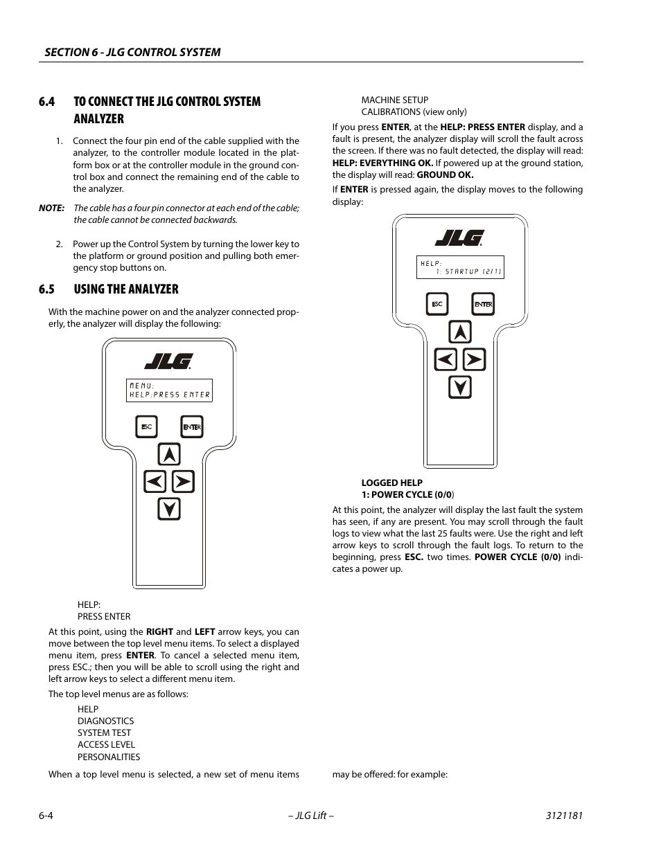 4 to connect the jlg control system analyzer, 5 using the analyzer, To connect the jlg control system analyzer -4 | Using the analyzer -4 | JLG 510AJ Service Manual User Manual | Page 286 / 402