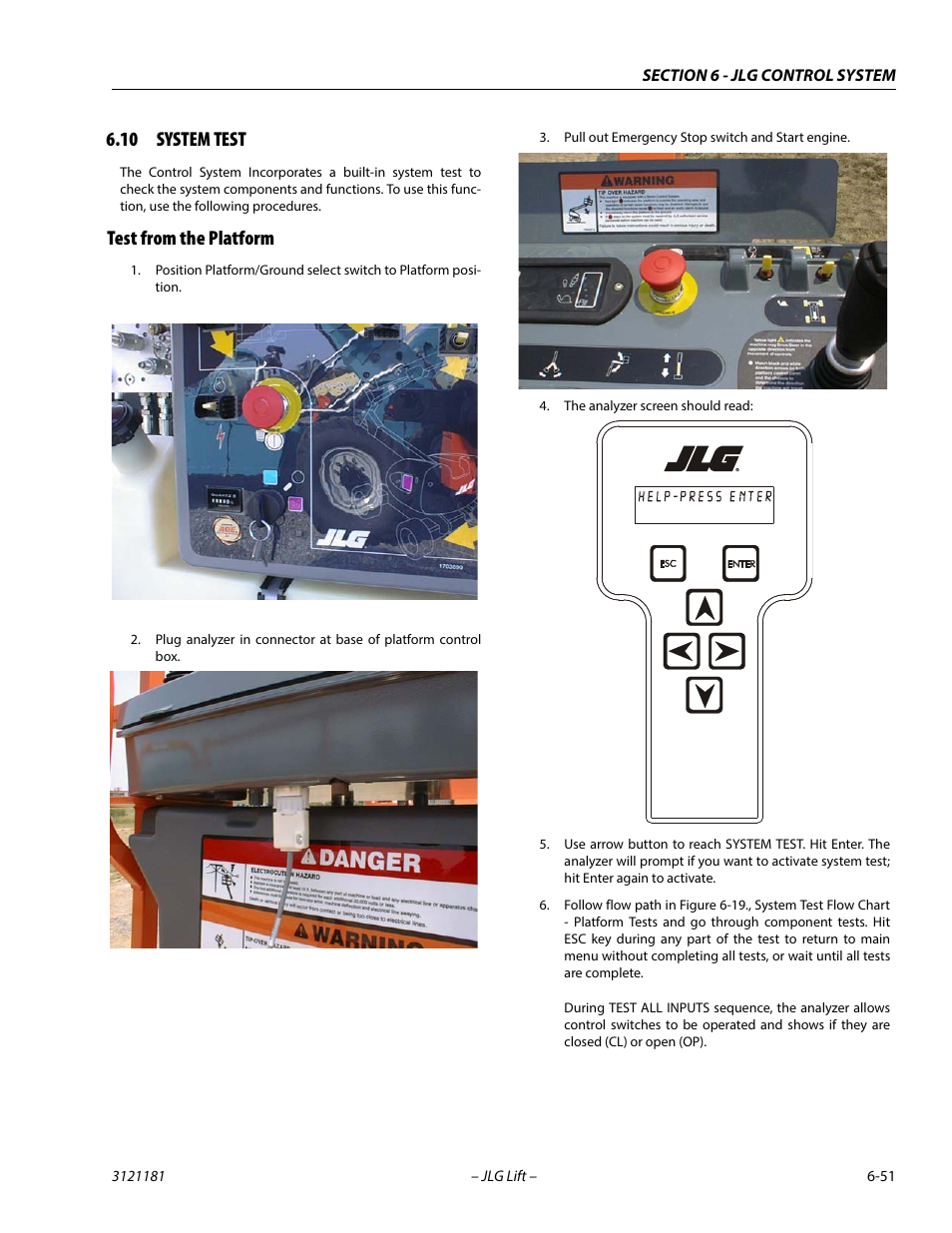 10 system test, Test from the platform, System test -51 | Test from the platform -51 | JLG 510AJ Service Manual User Manual | Page 333 / 402