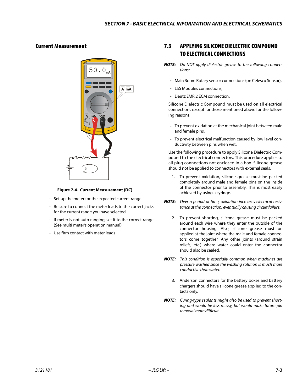Current measurement, Current measurement -3, Current measurement (dc) -3 | JLG 510AJ Service Manual User Manual | Page 375 / 402