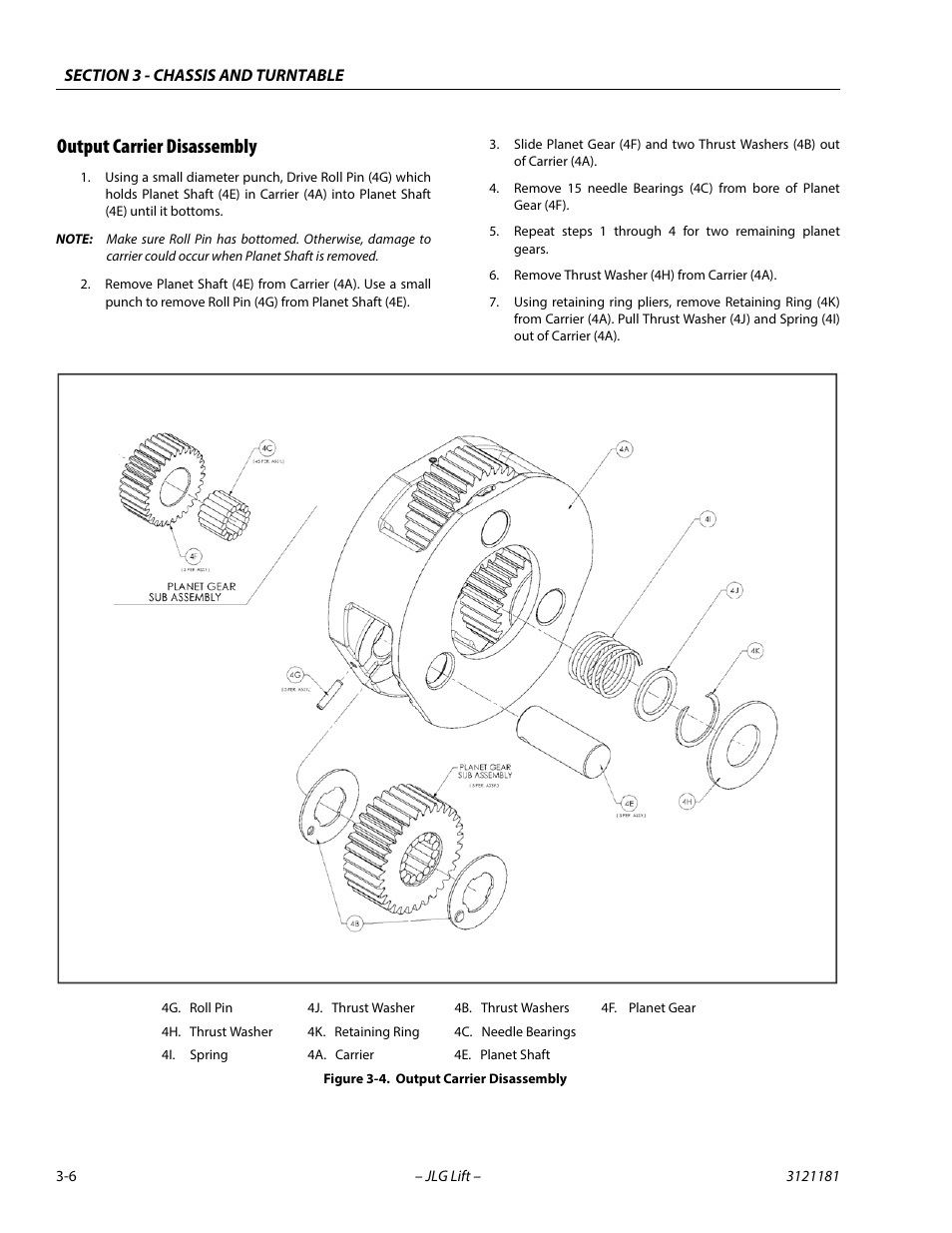 Output carrier disassembly, Output carrier disassembly -6 | JLG 510AJ Service Manual User Manual | Page 48 / 402