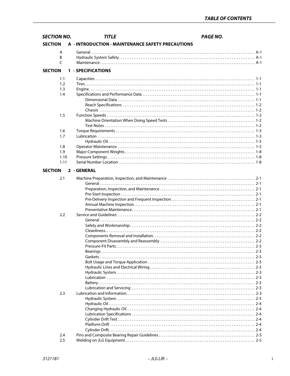 JLG 510AJ Service Manual User Manual | Page 5 / 402