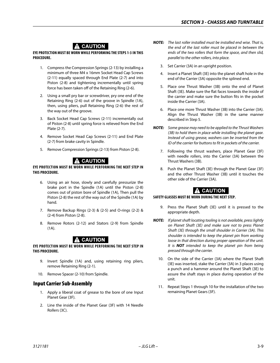 Input carrier sub-assembly, Input carrier sub-assembly -9 | JLG 510AJ Service Manual User Manual | Page 51 / 402