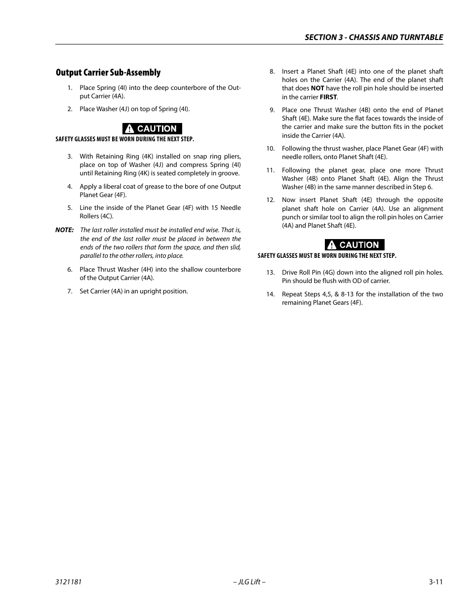 Output carrier sub-assembly, Output carrier sub-assembly -11 | JLG 510AJ Service Manual User Manual | Page 53 / 402