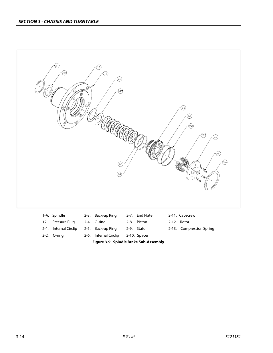 Spindle brake sub-assembly -14 | JLG 510AJ Service Manual User Manual | Page 56 / 402