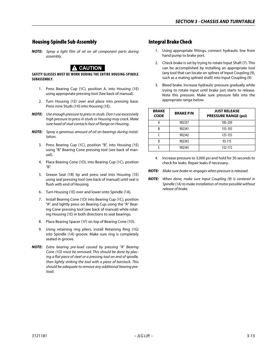 Housing-spindle sub-assembly, Integral brake check | JLG 510AJ Service Manual User Manual | Page 57 / 402