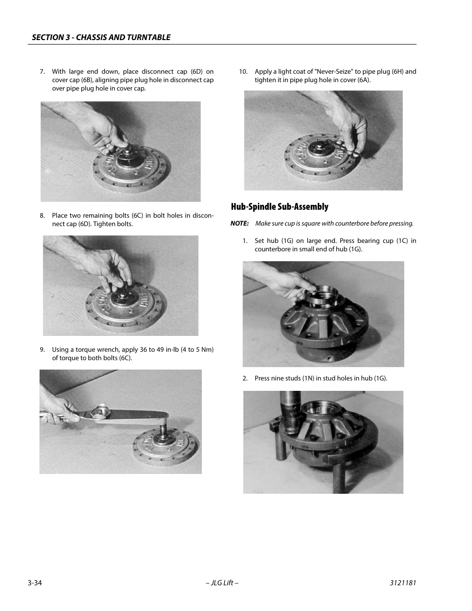 Hub-spindle sub-assembly, Hub-spindle sub-assembly -34 | JLG 510AJ Service Manual User Manual | Page 76 / 402