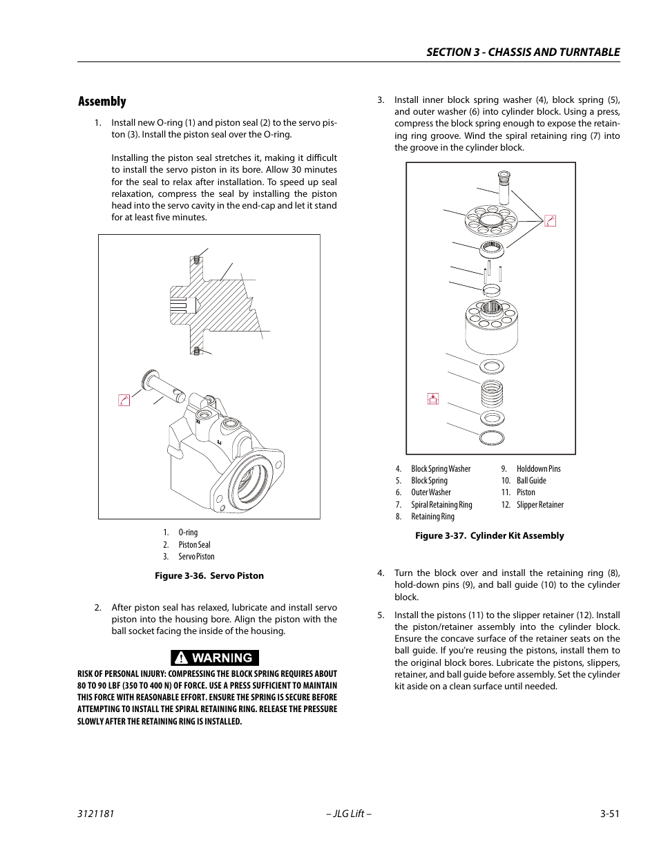 Assembly, Assembly -51, Servo piston -51 | Cylinder kit assembly -51 | JLG 510AJ Service Manual User Manual | Page 93 / 402