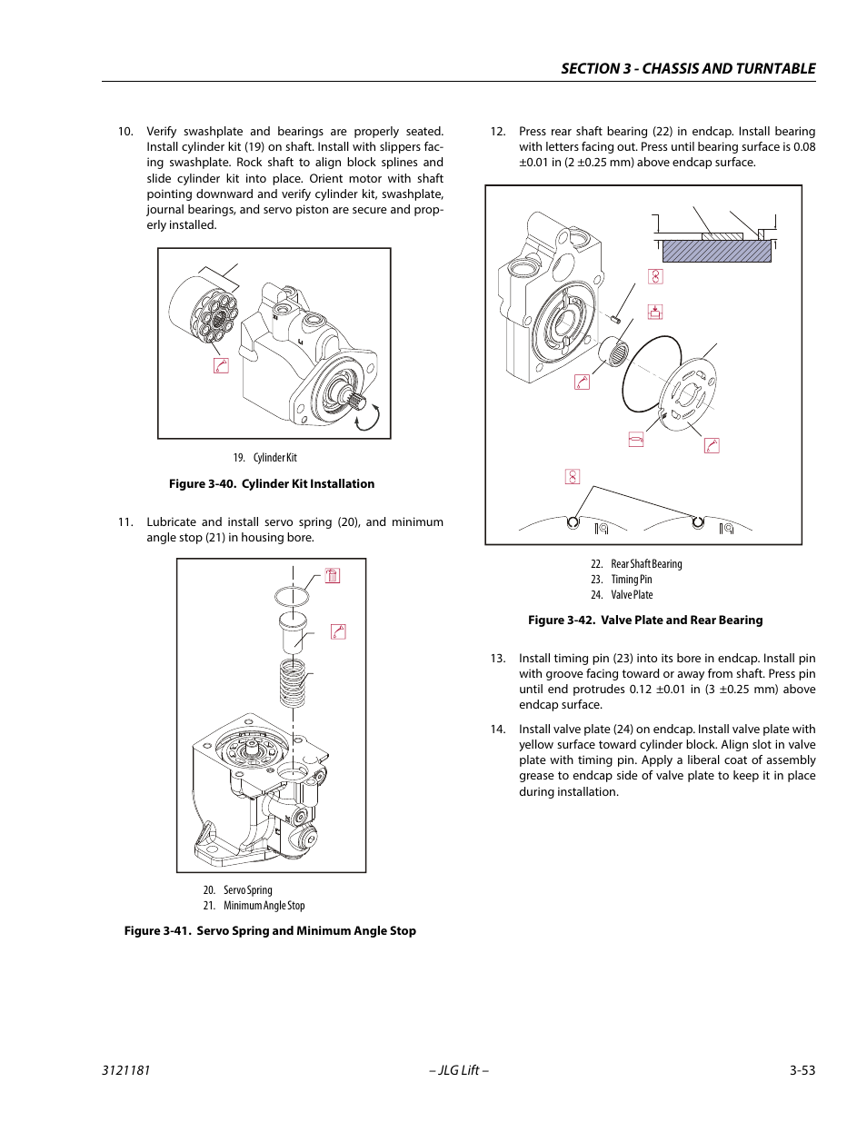 Cylinder kit installation -53, Servo spring and minimum angle stop -53, Valve plate and rear bearing -53 | JLG 510AJ Service Manual User Manual | Page 95 / 402