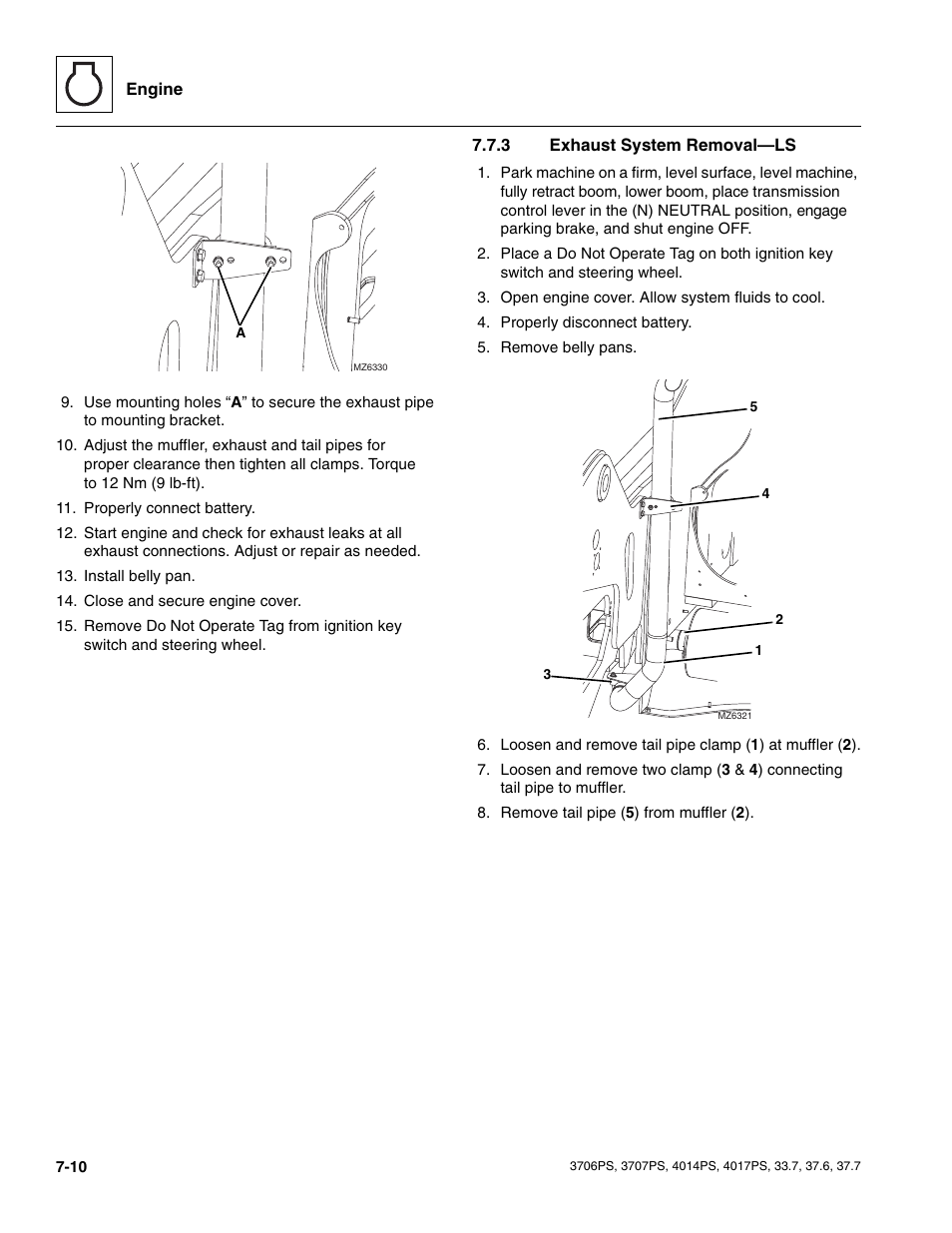 3 exhaust system removal—ls, Exhaust system removal—ls | JLG 4017PS Service Manual User Manual | Page 126 / 264