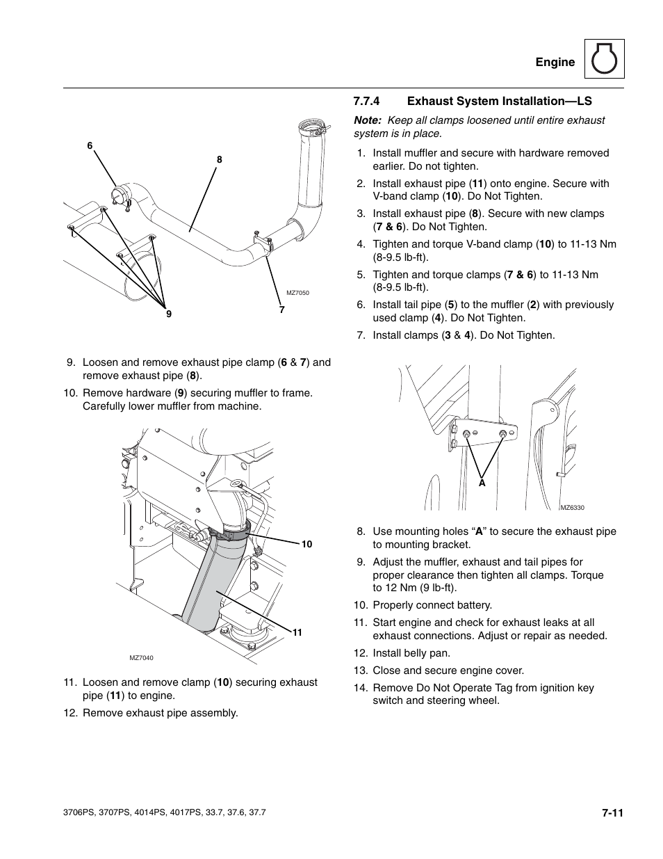 4 exhaust system installation—ls, Exhaust system installation—ls | JLG 4017PS Service Manual User Manual | Page 127 / 264