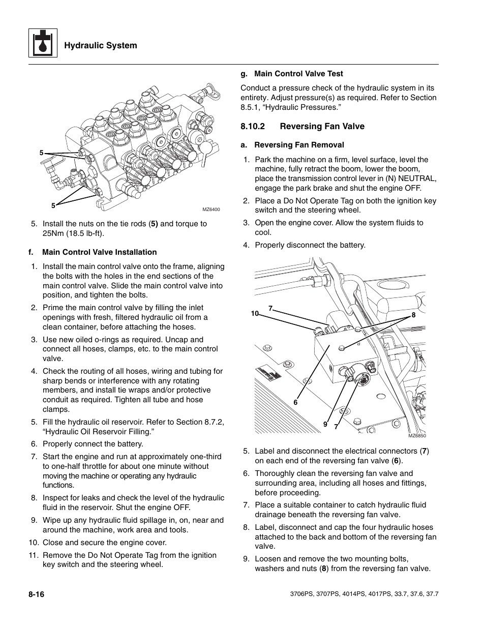 2 reversing fan valve, Reversing fan valve | JLG 4017PS Service Manual User Manual | Page 148 / 264