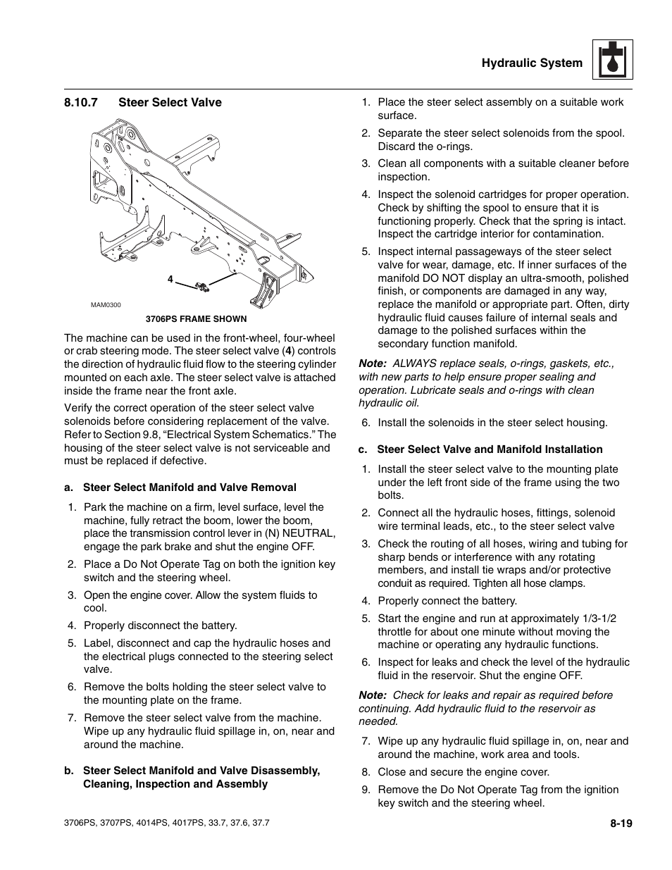 7 steer select valve, Steer select valve | JLG 4017PS Service Manual User Manual | Page 151 / 264