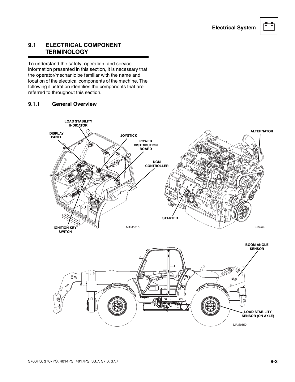 1 electrical component terminology, 1 general overview, Electrical component terminology | General overview, Electrical system | JLG 4017PS Service Manual User Manual | Page 161 / 264