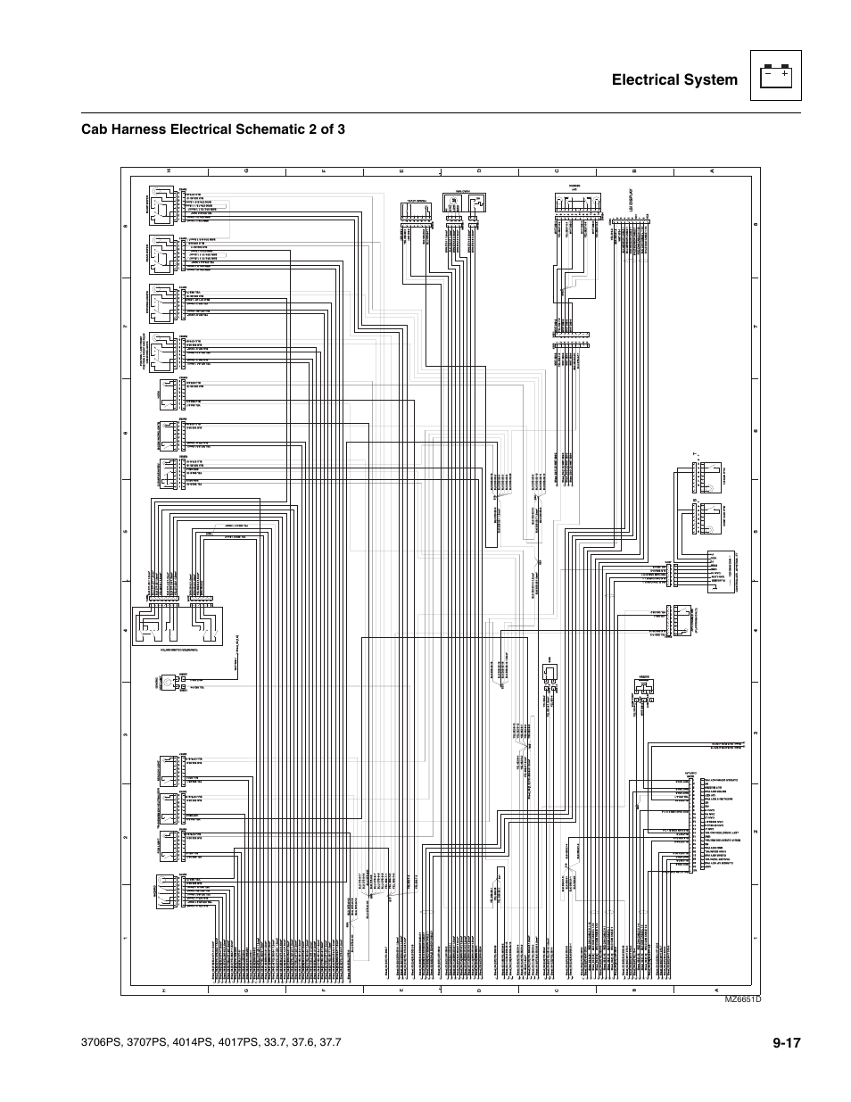Electrical system, Cab harness electrical schematic 2 of 3, Mz6651d | JLG 4017PS Service Manual User Manual | Page 175 / 264
