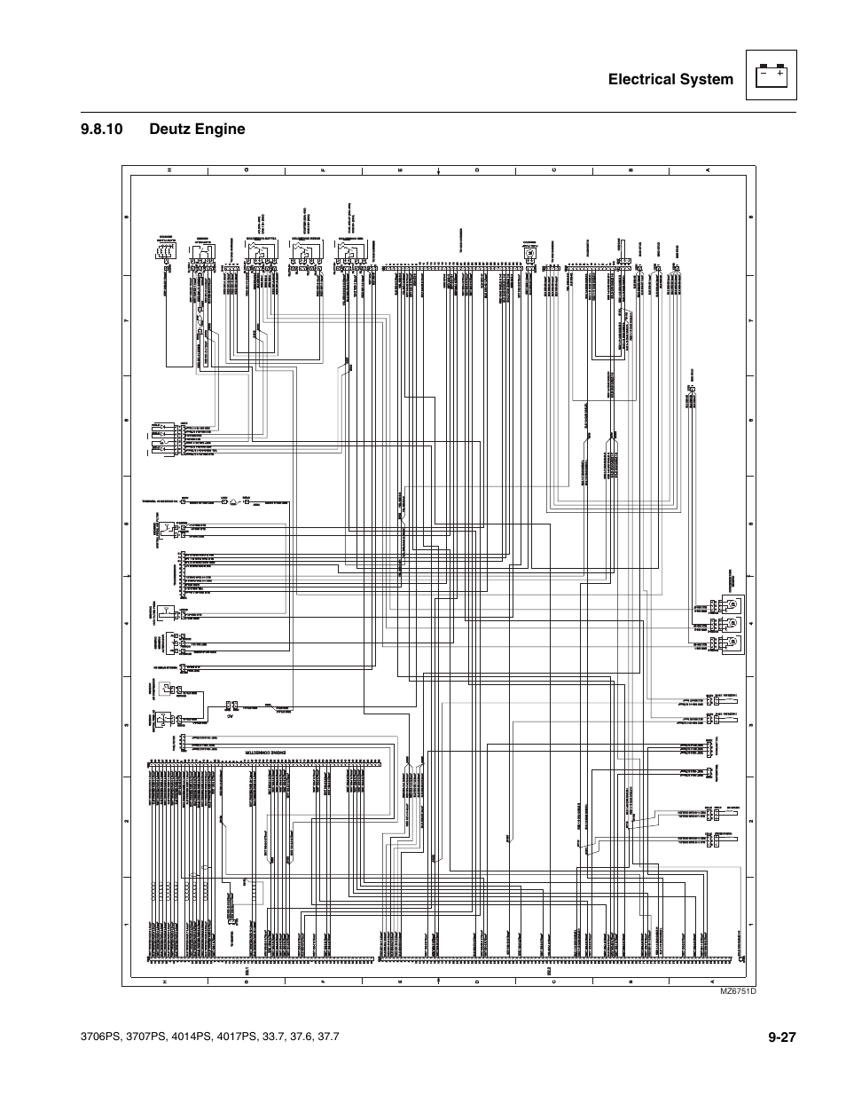 10 deutz engine, Deutz engine, Electrical system 9.8.10 deutz engine | Mz6751d | JLG 4017PS Service Manual User Manual | Page 185 / 264