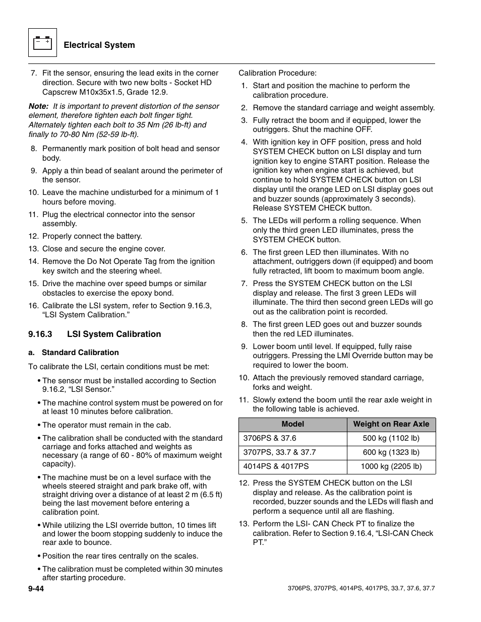 3 lsi system calibration, Lsi system calibration | JLG 4017PS Service Manual User Manual | Page 202 / 264