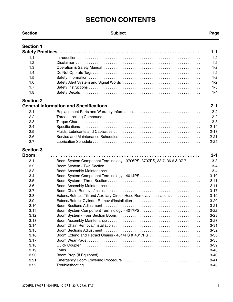 JLG 4017PS Service Manual User Manual | Page 5 / 264