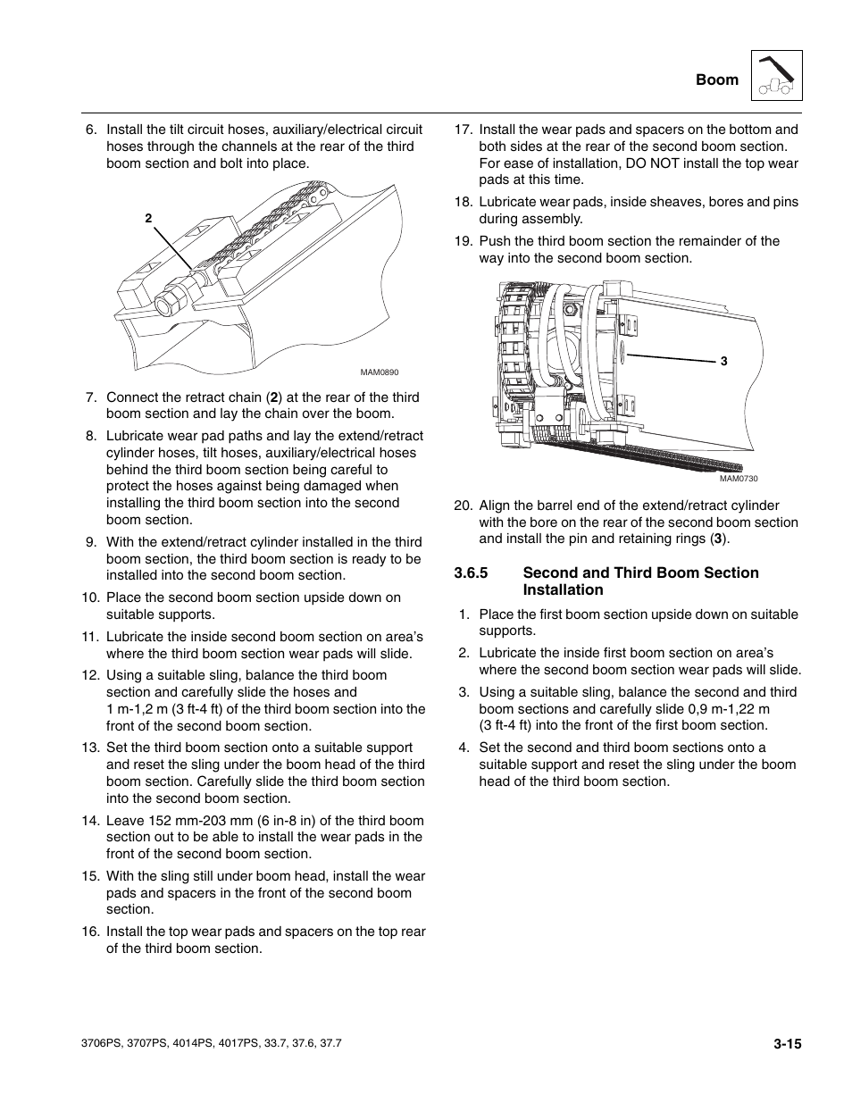 5 second and third boom section installation, Second and third boom section installation | JLG 4017PS Service Manual User Manual | Page 53 / 264