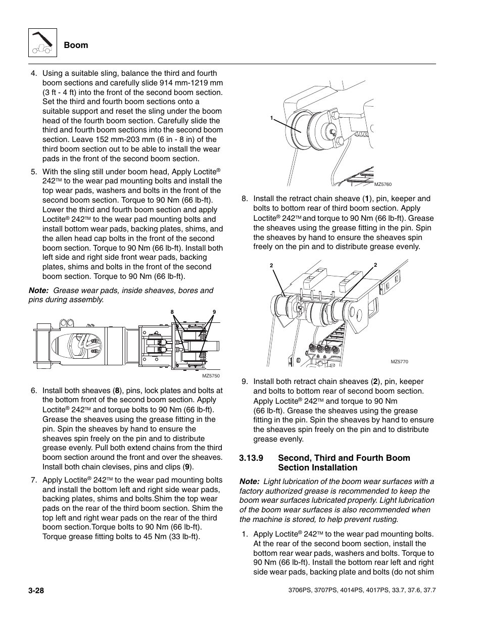 Second, third and fourth boom section installation, Boom | JLG 4017PS Service Manual User Manual | Page 66 / 264