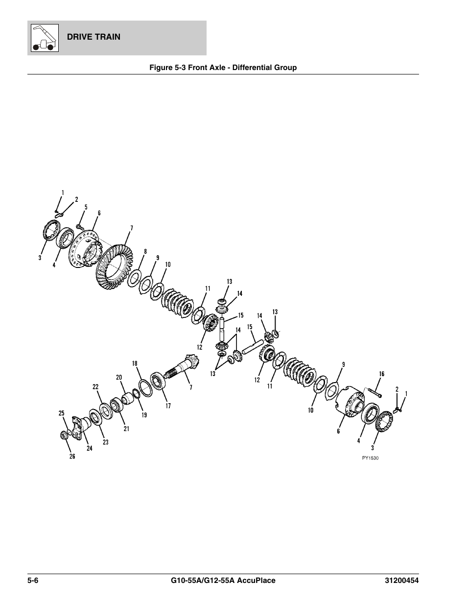 Figure 5-3 front axle - differential group, Front axle - differential group -6, Oup, (see figure 5-3 for details) | JLG G12-55A AccuPlace Parts Manual User Manual | Page 150 / 336