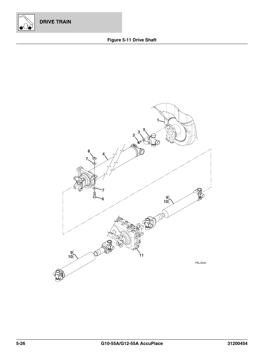 Figure 5-11 drive shaft, Drive shaft -26 | JLG G12-55A AccuPlace Parts Manual User Manual | Page 170 / 336