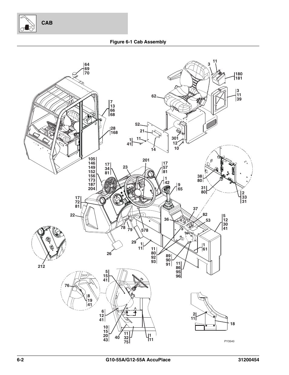 Figure 6-1 cab assembly, Cab assembly -2 | JLG G12-55A AccuPlace Parts Manual User Manual | Page 180 / 336