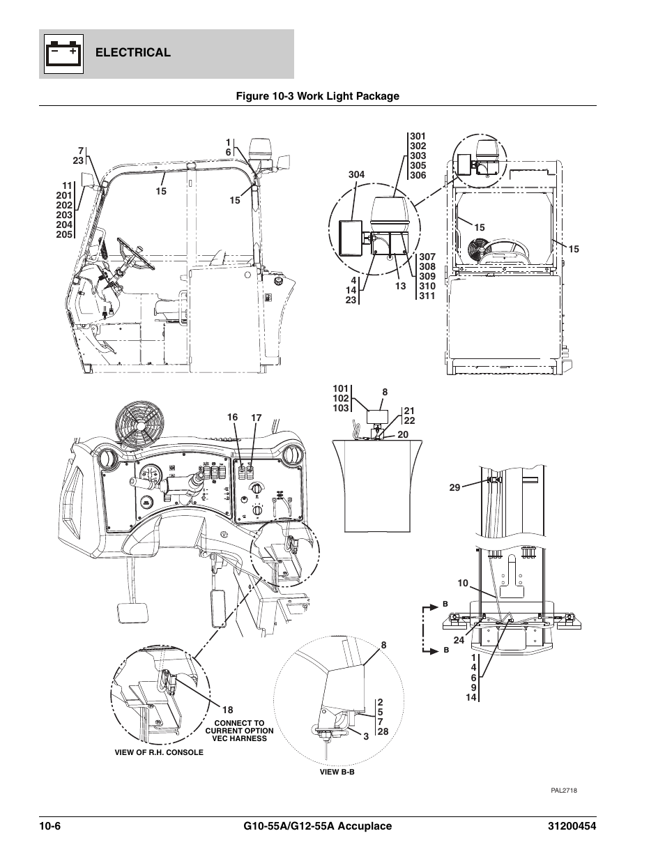 Figure 10-3 work light package, Work light -6 | JLG G12-55A AccuPlace Parts Manual User Manual | Page 282 / 336