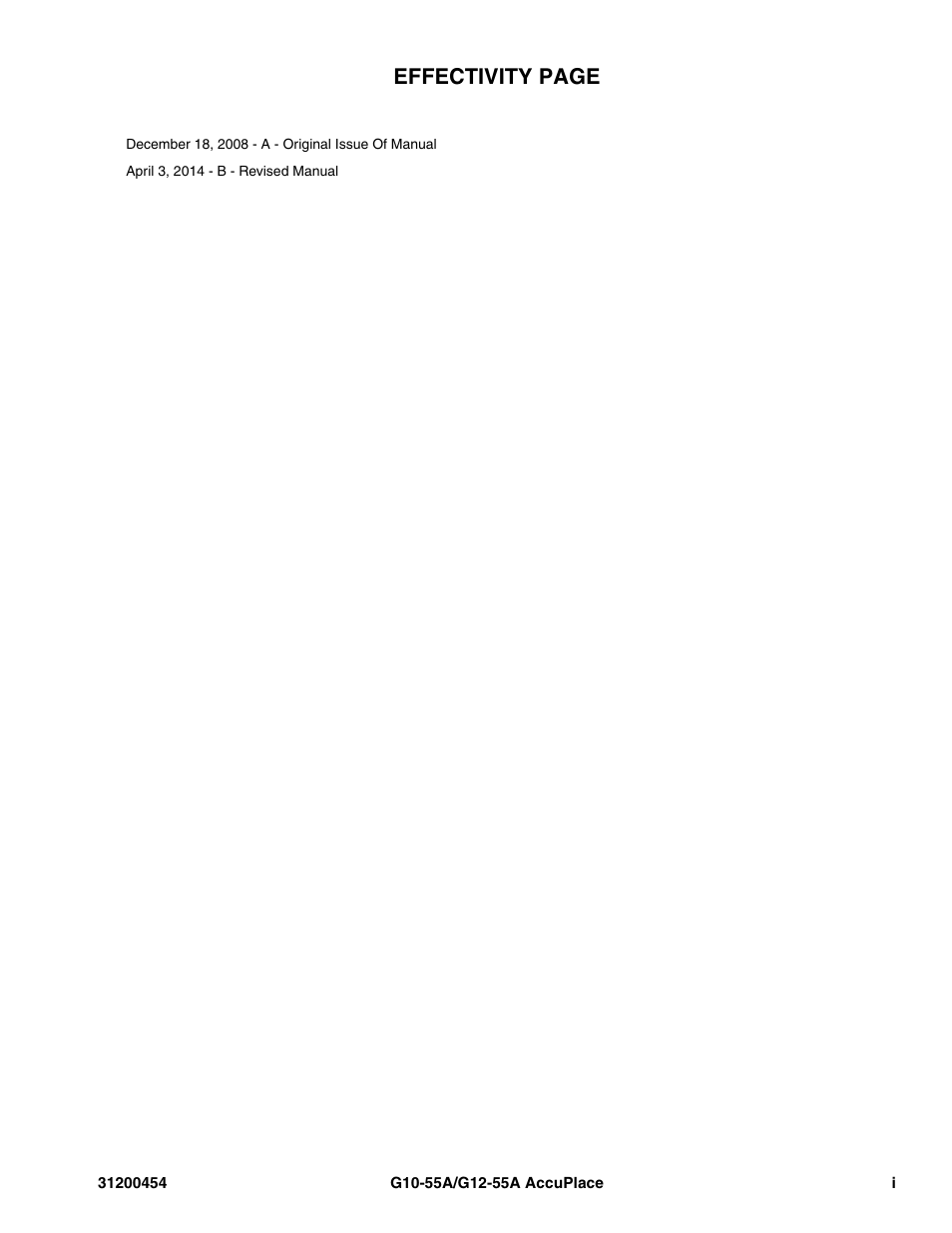 Effectivity page | JLG G12-55A AccuPlace Parts Manual User Manual | Page 3 / 336