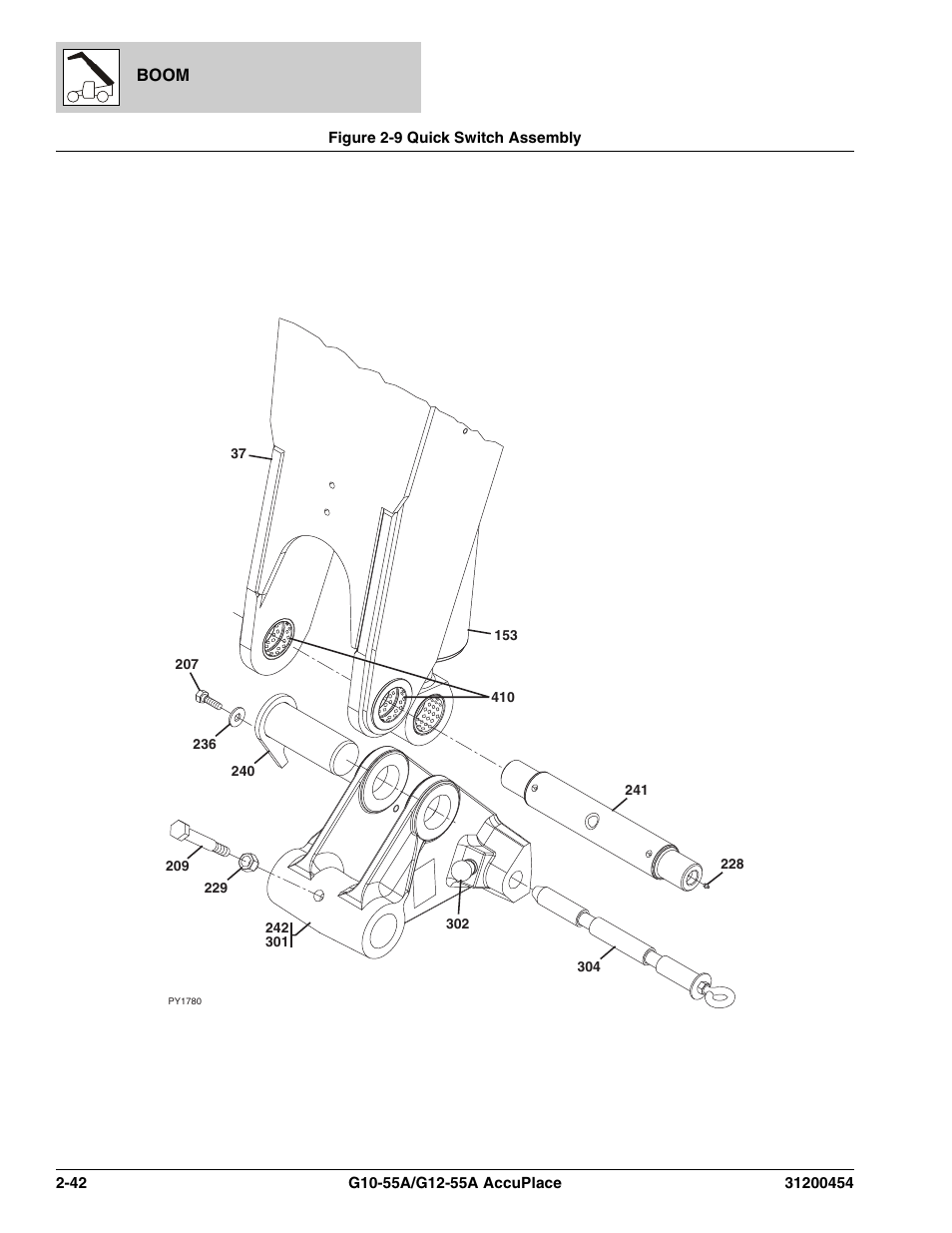 Figure 2-9 quick switch assembly, Quick switch assembly -42 | JLG G12-55A AccuPlace Parts Manual User Manual | Page 62 / 336