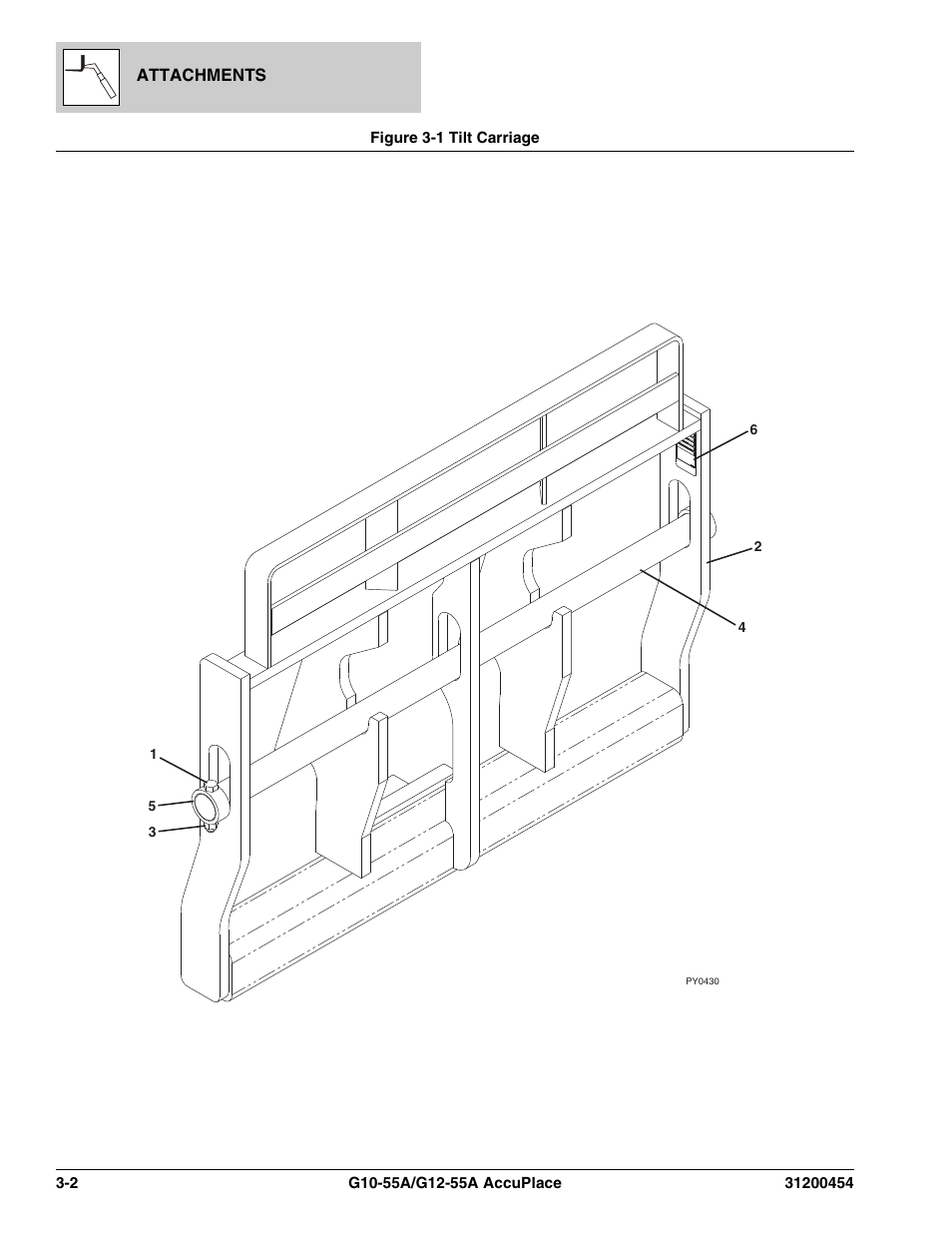 Figure 3-1 tilt carriage, Tilt carriage -2 | JLG G12-55A AccuPlace Parts Manual User Manual | Page 66 / 336