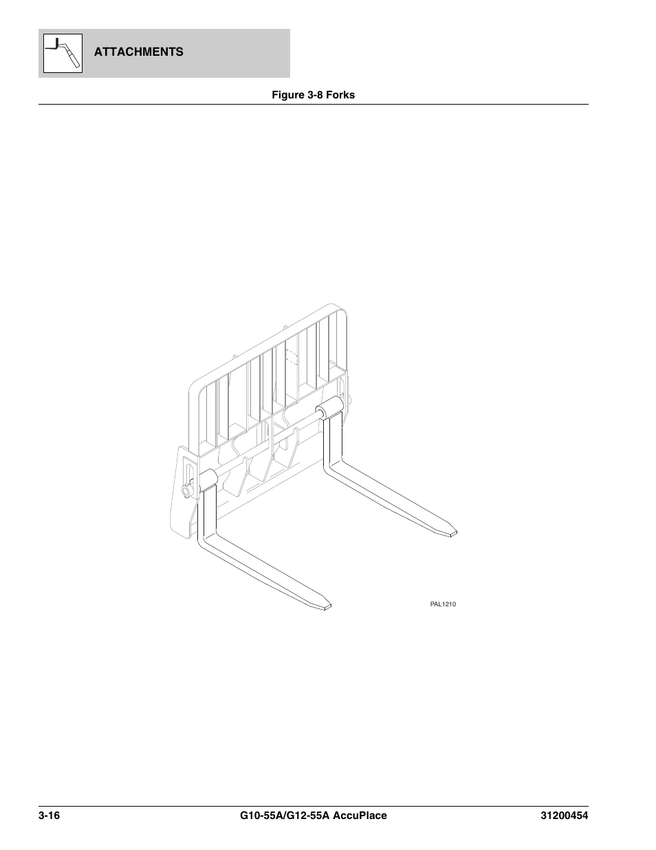 Figure 3-8 forks, Forks -16 | JLG G12-55A AccuPlace Parts Manual User Manual | Page 80 / 336